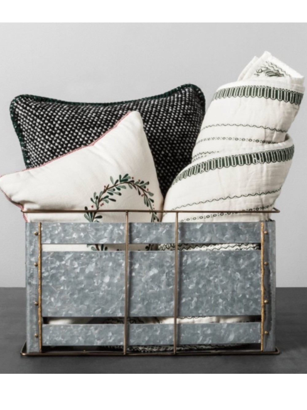 Galvanized Metal Storage Basket